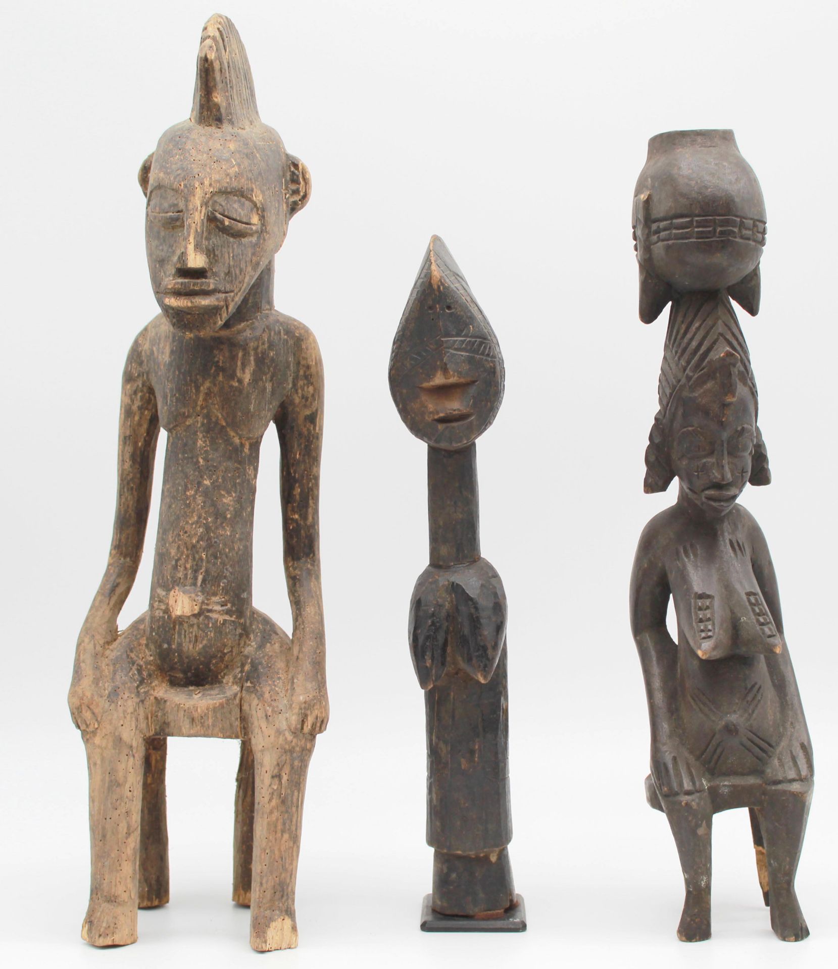 3 figures. Probably from Senufo, West Africa. Liberia, Ivory Coast.