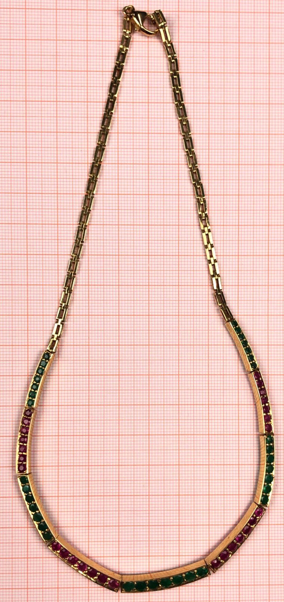 Collier yellow gold 750. With sapphires and rubies. - Image 4 of 12