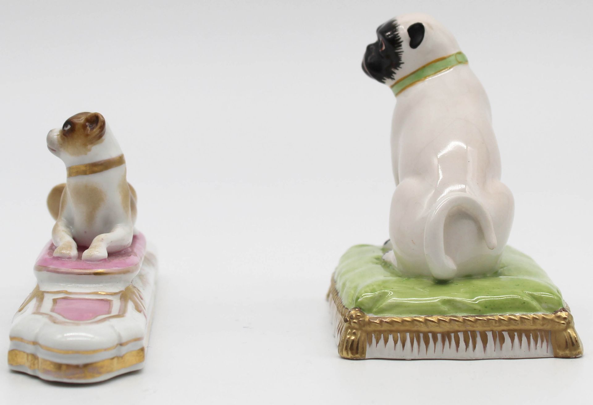 Porcelain. 2 figures. Pug? No brand found. - Image 4 of 8