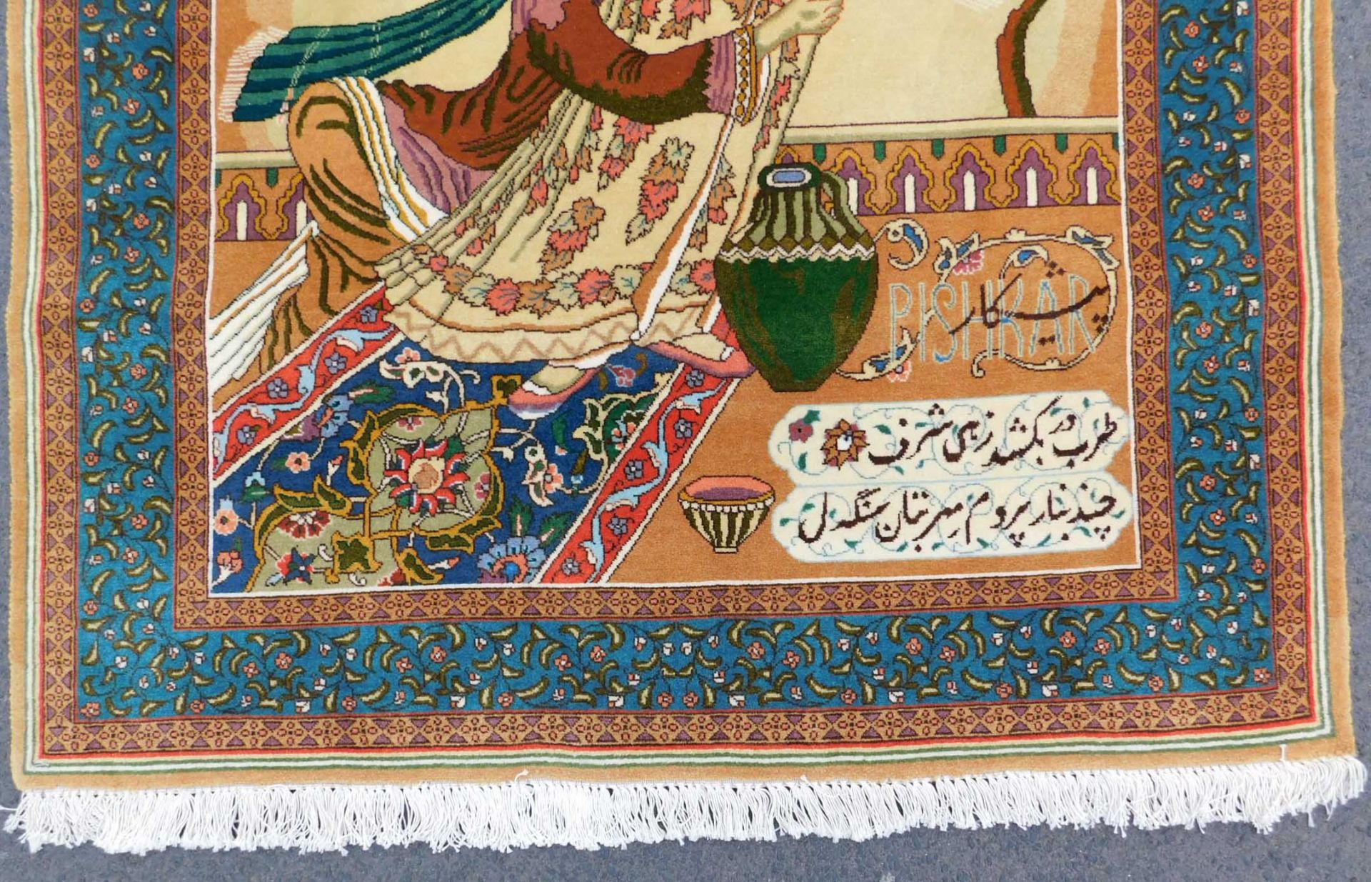 Tabriz Persian carpet. Pictorial rug. Iran. Very fine weave. - Bild 3 aus 10