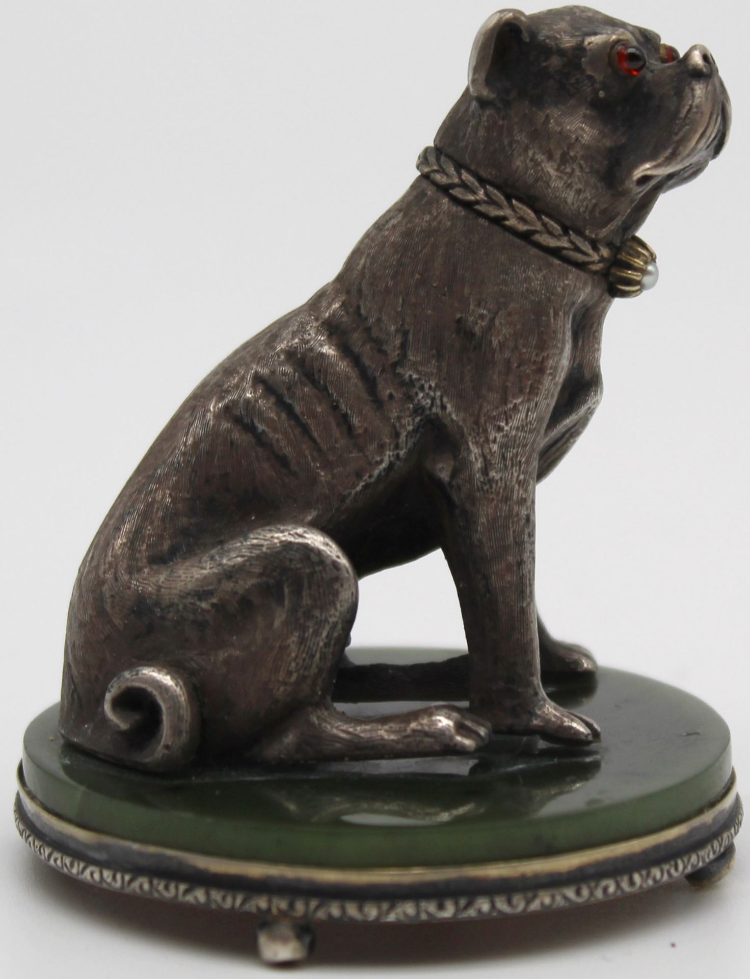 Silver 88, Faberge, H. Wigström. Russia around 1910. Pug, bulldog? - Image 6 of 10