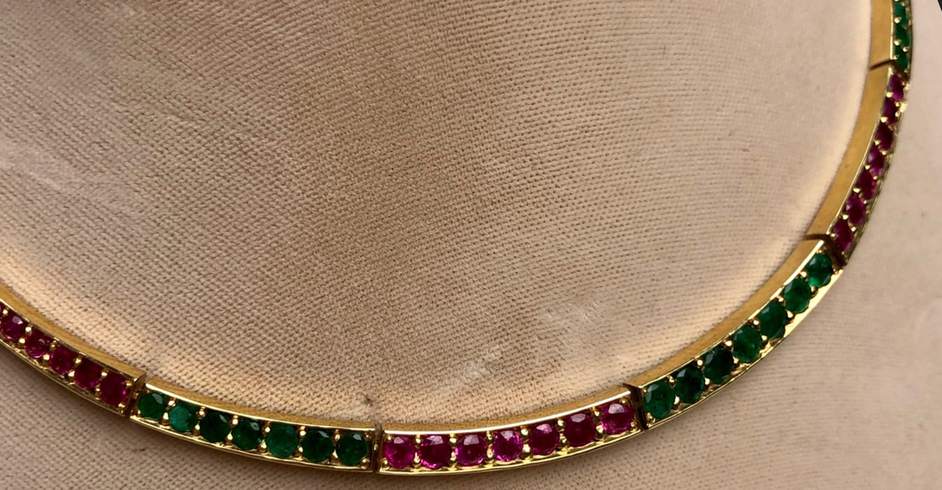 Collier yellow gold 750. With sapphires and rubies. - Image 5 of 12