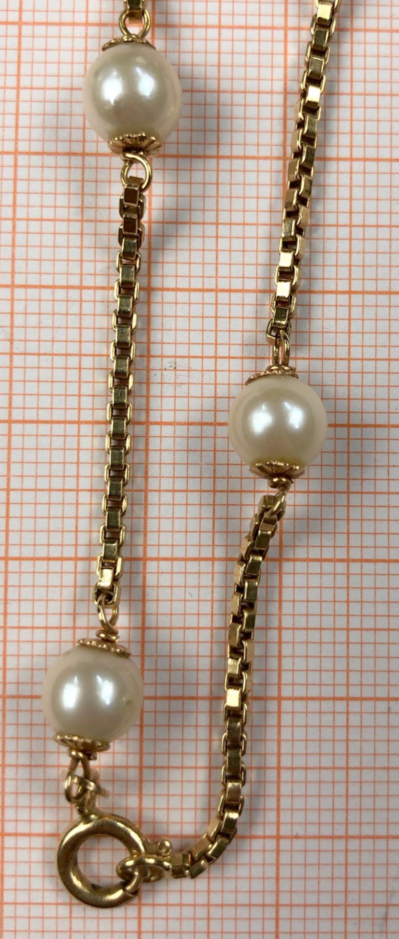 Necklace. Yellow gold 750 with cultured pearls. Gross 27.1 grams. - Image 10 of 10