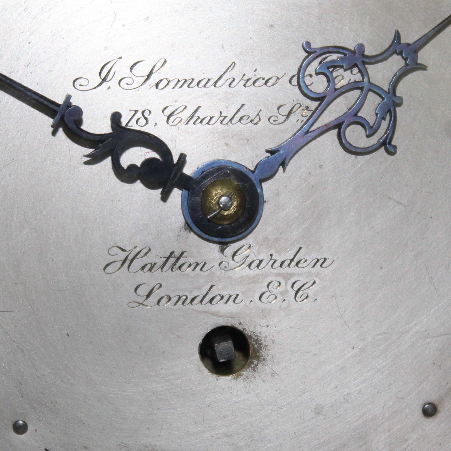 Wall clock with thermometer. "J. Somalvico Co. London". - Image 10 of 13