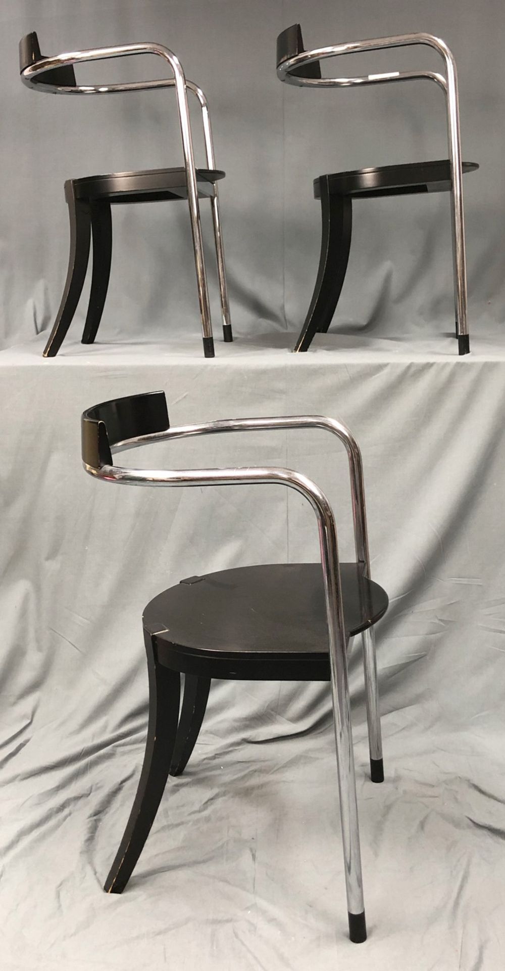 3 chrome dining chairs by David Palterer for Zanotta, 1980s. - Bild 7 aus 14