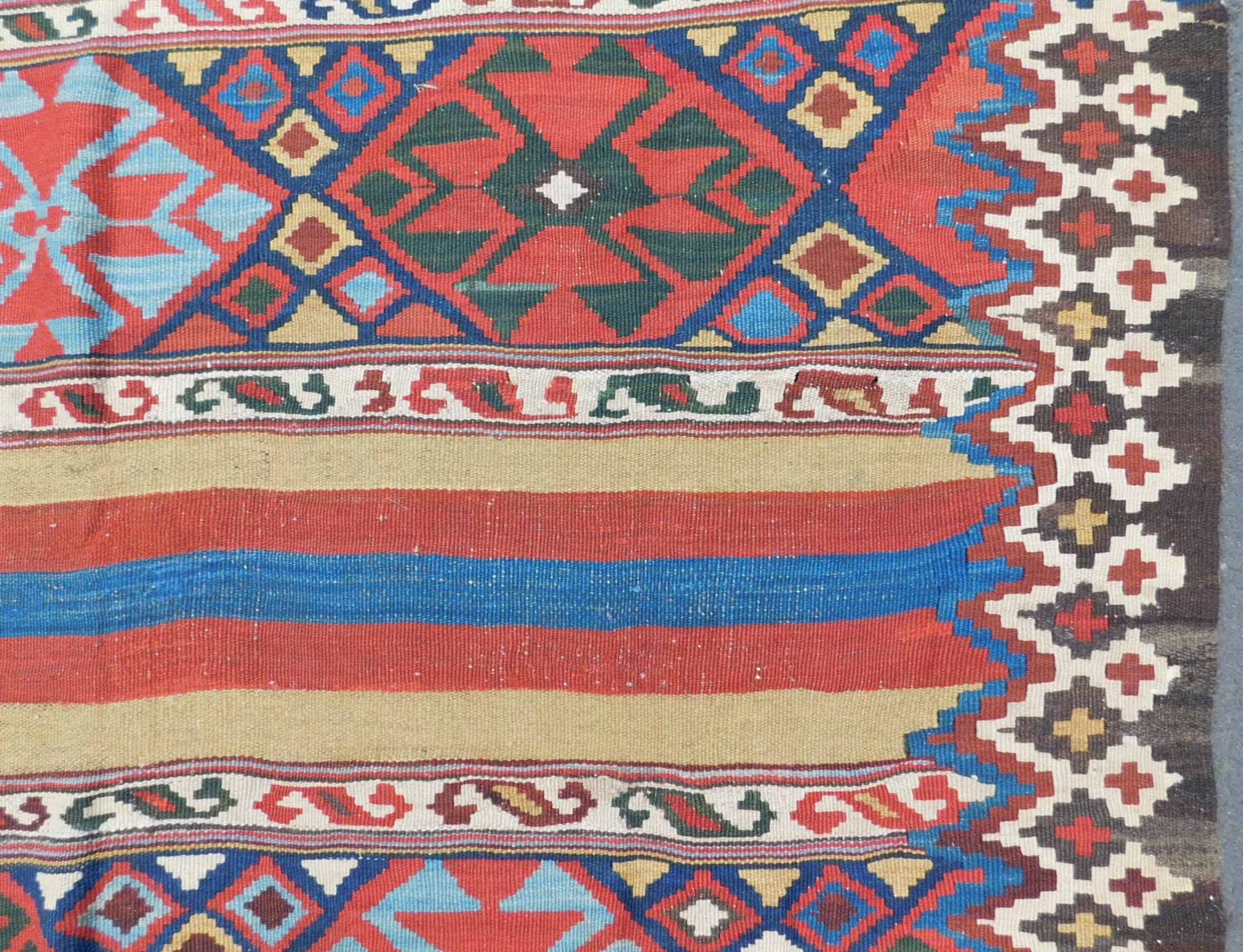 Shah- Savan Stripe Kilim. Caucasus. Antique, approx. 120 - 160 Jahre alt. - Image 12 of 12