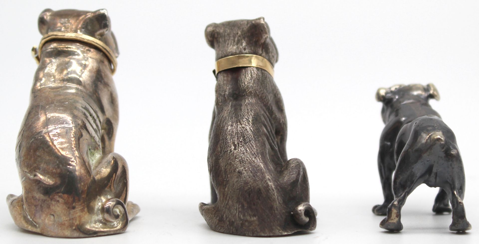 7 figures pug? Partly with silver. Also salt shaker, pillbox. - Image 18 of 23