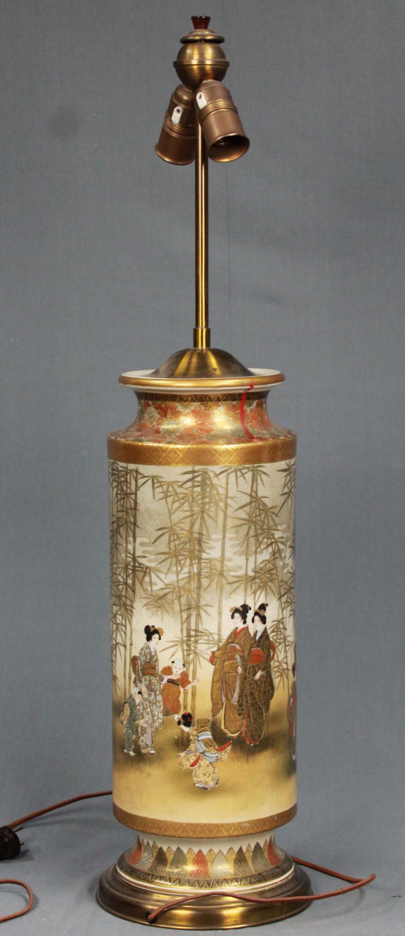 Lamp. Foot probably vase Satsuma Japan. 87 cm high. - Image 6 of 11