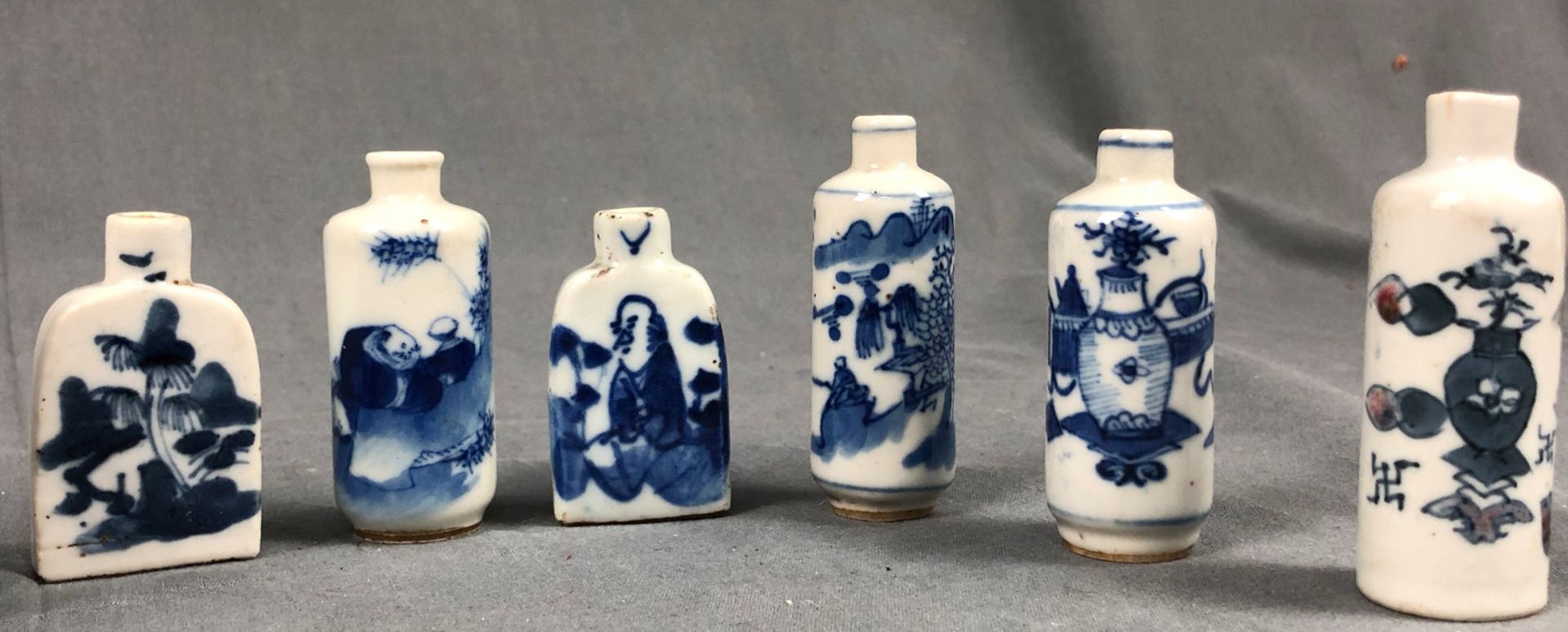 9 porcelain snuff bottles, probably China, old Qing. - Image 15 of 21