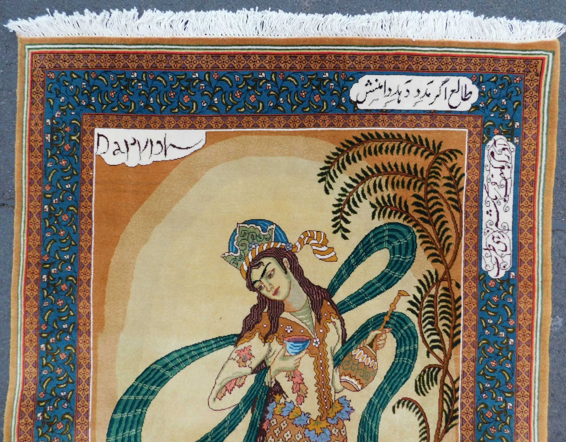 Tabriz Persian carpet. Pictorial rug. Iran. Very fine weave. - Bild 5 aus 10