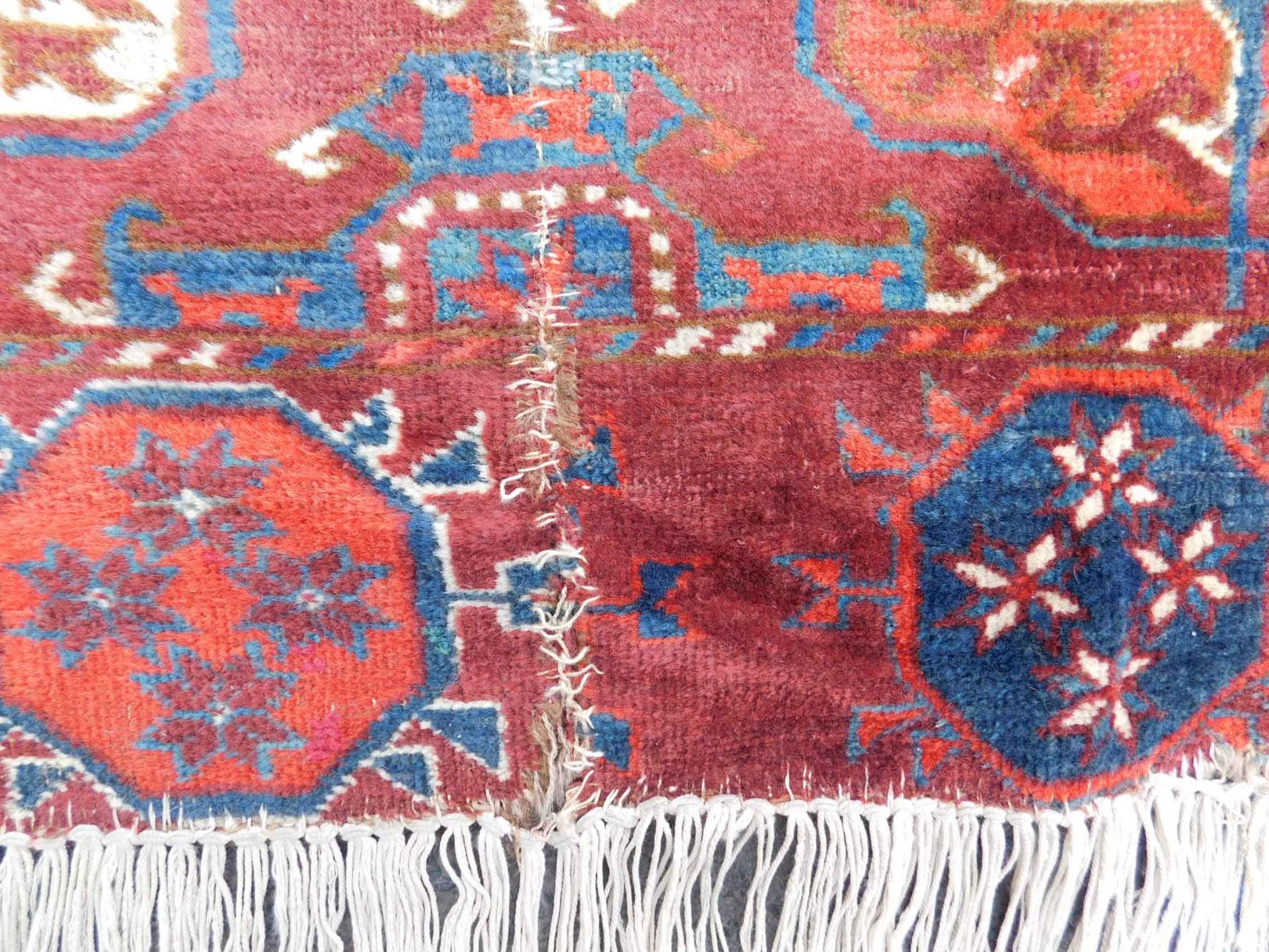 Tekke main carpet fragment. Turkmenistan. Antique. - Bild 8 aus 10