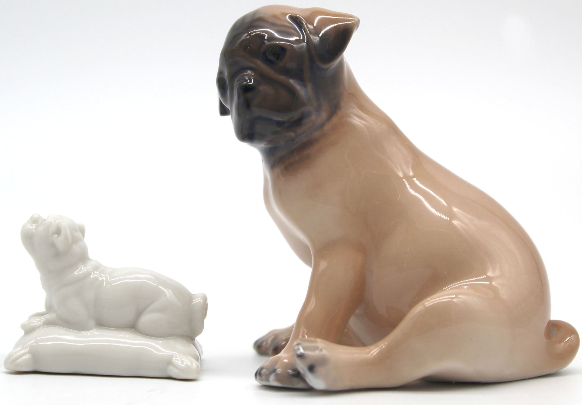 Porcelain. Bing & Gröndahl and Nymphenburg. Figures, pug. - Image 7 of 11