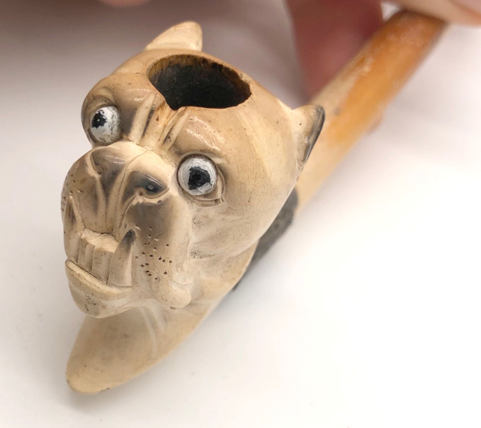 3 meerschaum pipes with pug. One with a case. Probably 120 - 180 years old - Image 4 of 18