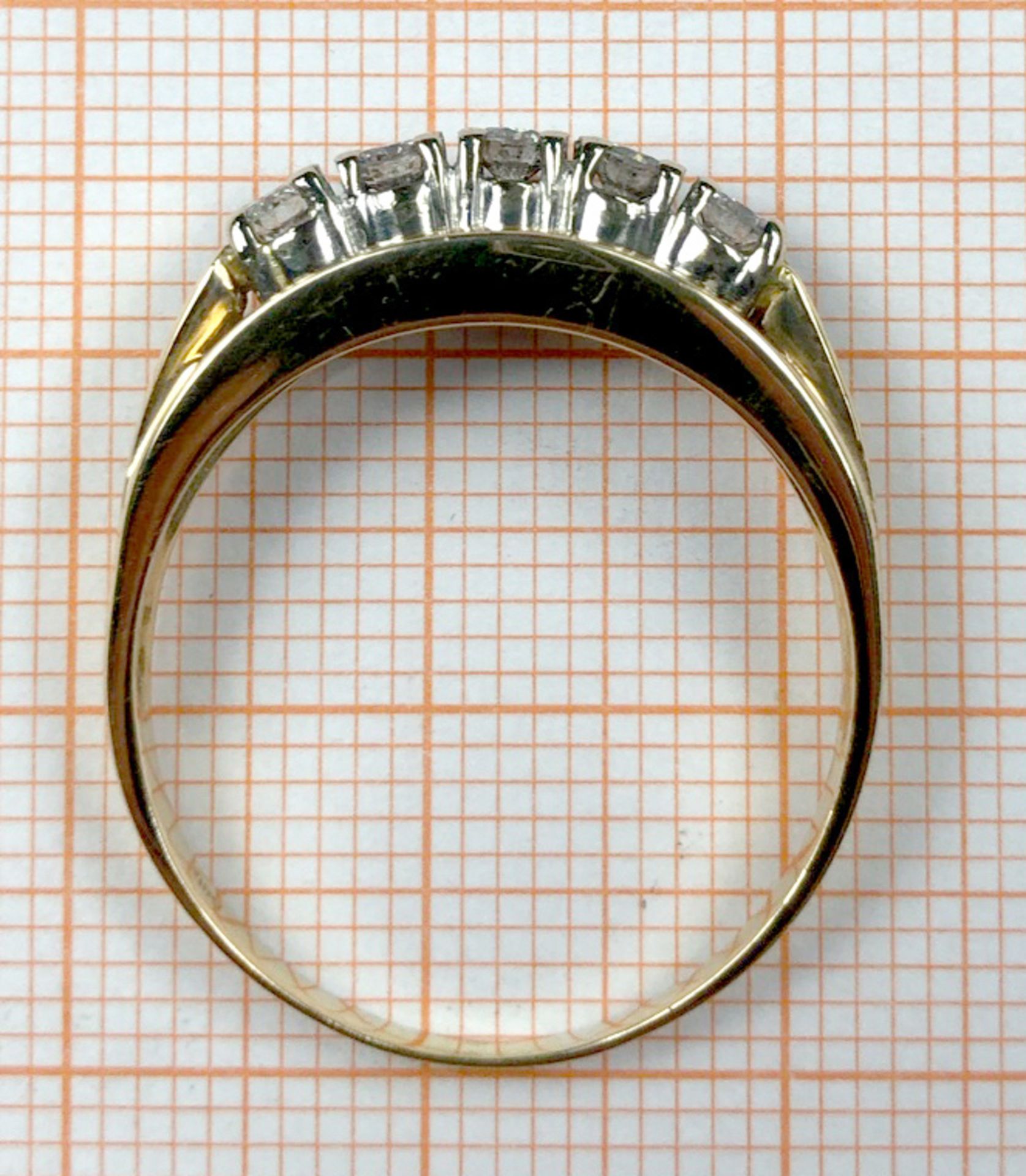 Ring 585 gold. 5 brilliant cut diamonds. About 0.5 carat together. - Image 8 of 10