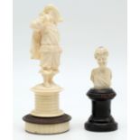 2 figures, ivory around 1900. Probably Erbach. Herald?