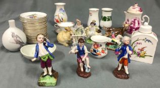 Mixed lot of old porcelain. Figures, bowls, vases. Some Meissen, KPM.