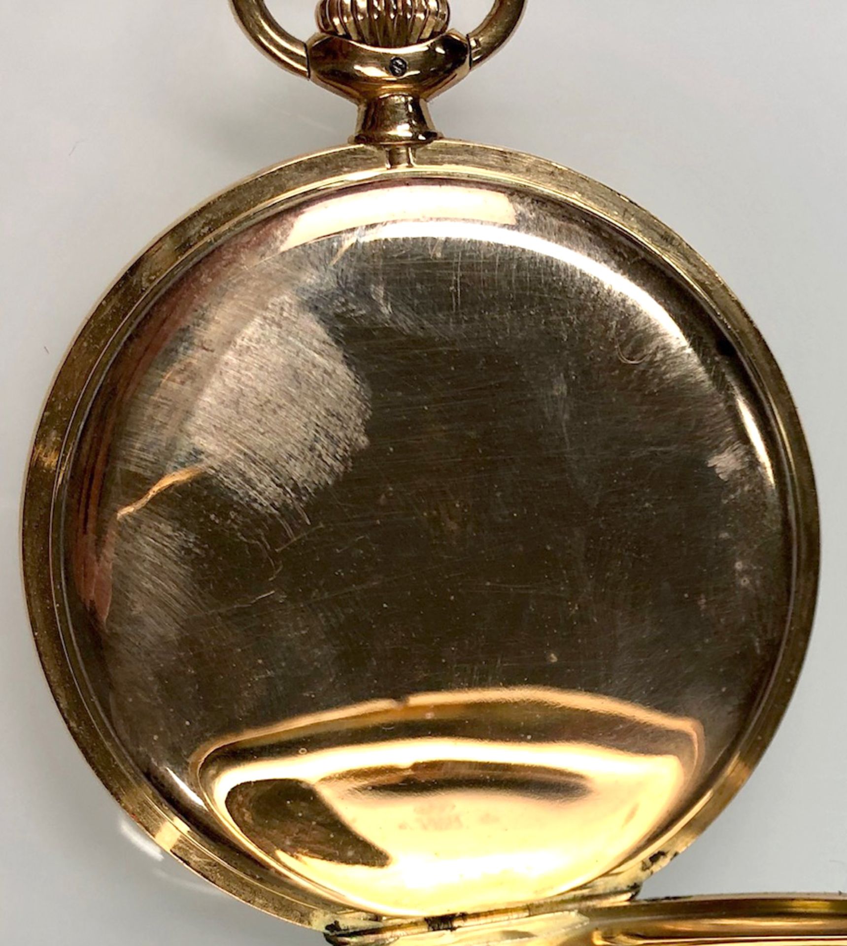 Pocket watch Schaffhausen. 3 lids yellow gold 14 K. - Image 10 of 15