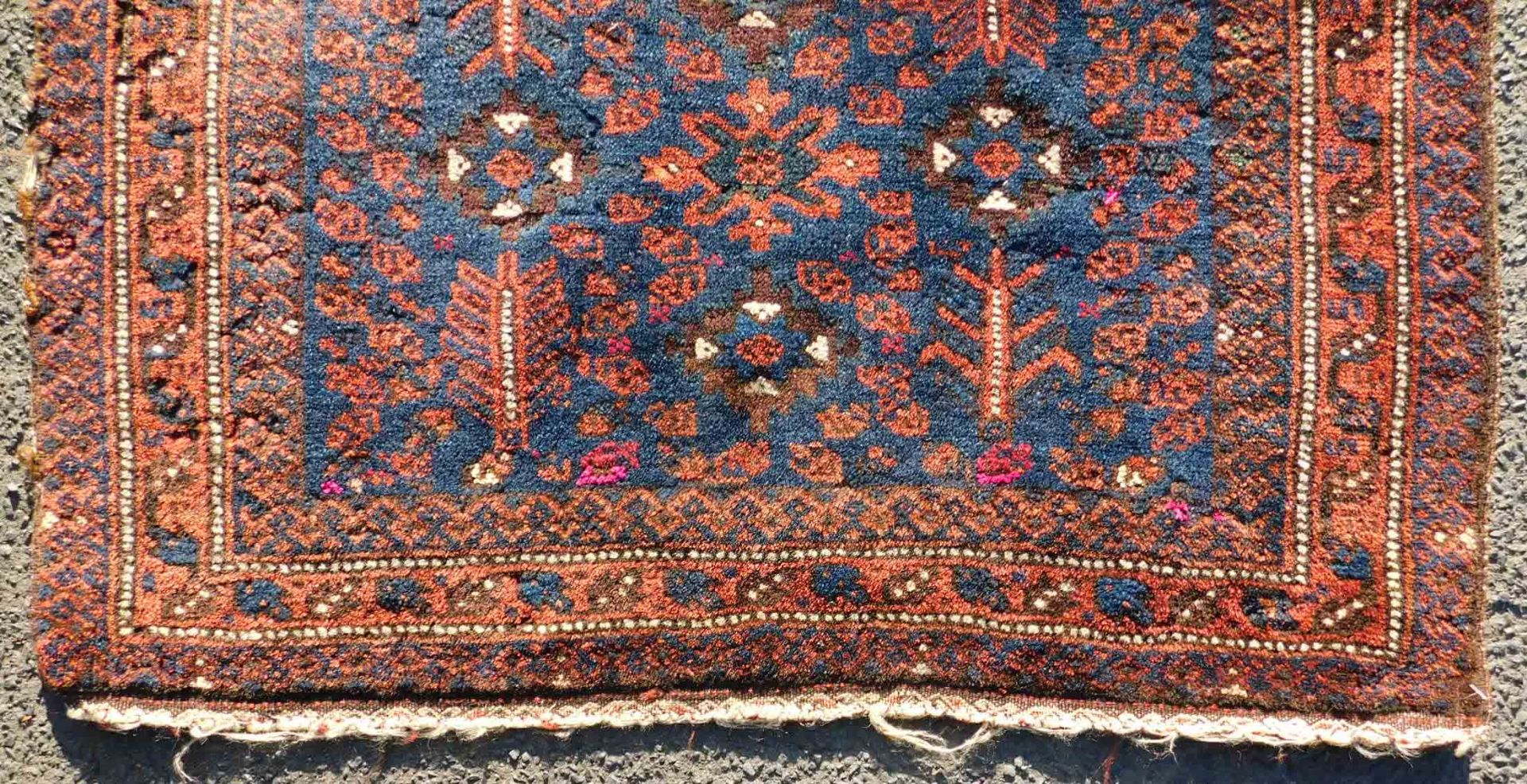 Baluch bag front. Tree pattern. Antique. Around 120 - 180 years old. - Image 2 of 6