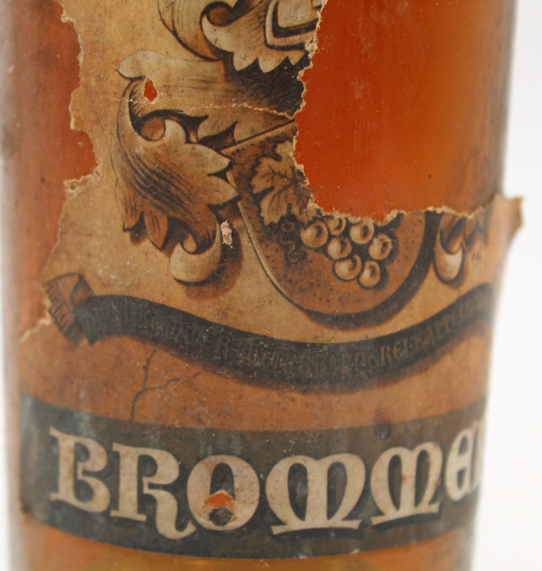 Brandy Brommer, bottle of pre-war glass, mouth-blown, 0.7 l. - Image 2 of 11