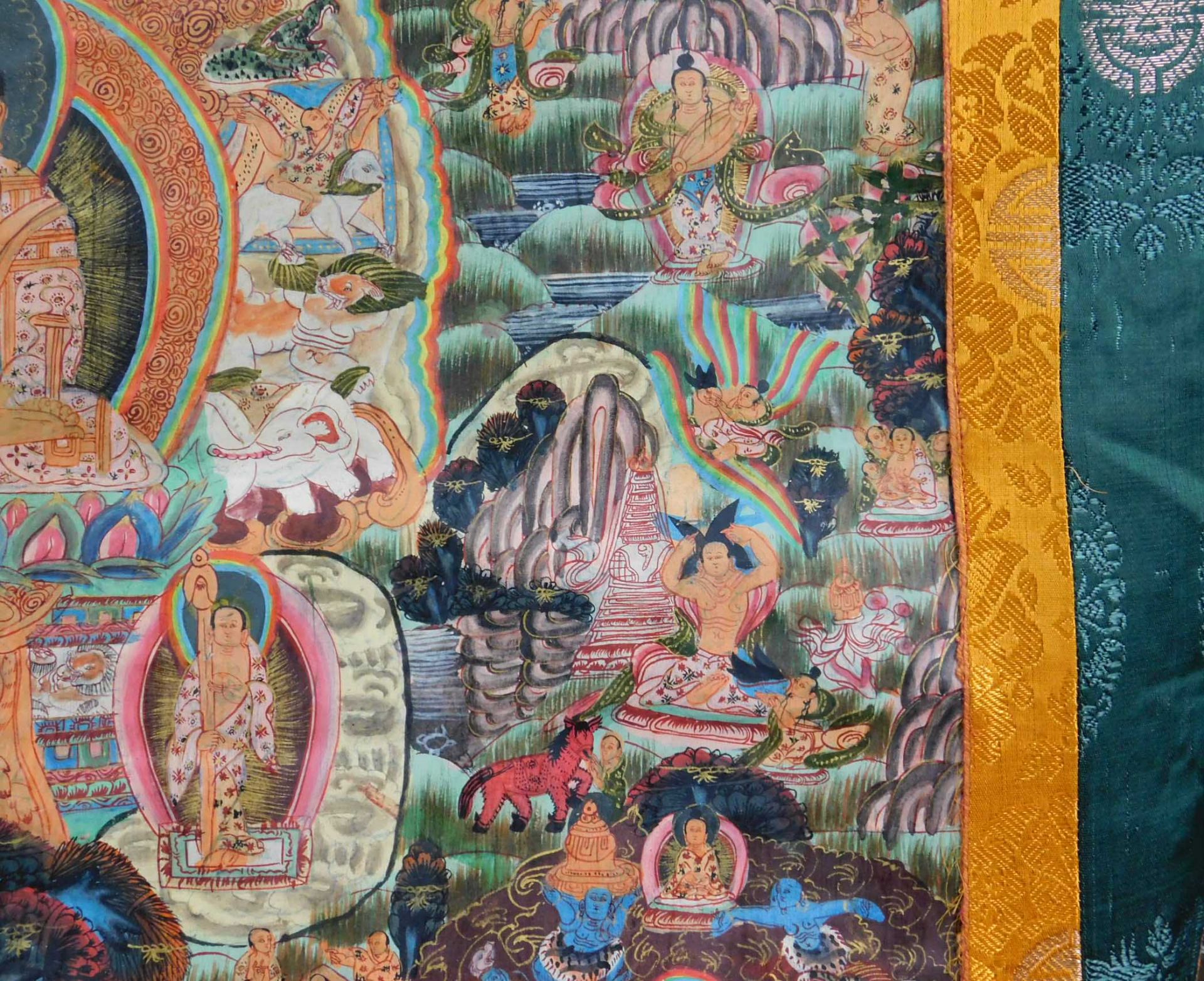 Tibetan thangka Shakyamuni. Hand painted. Old. - Bild 2 aus 14