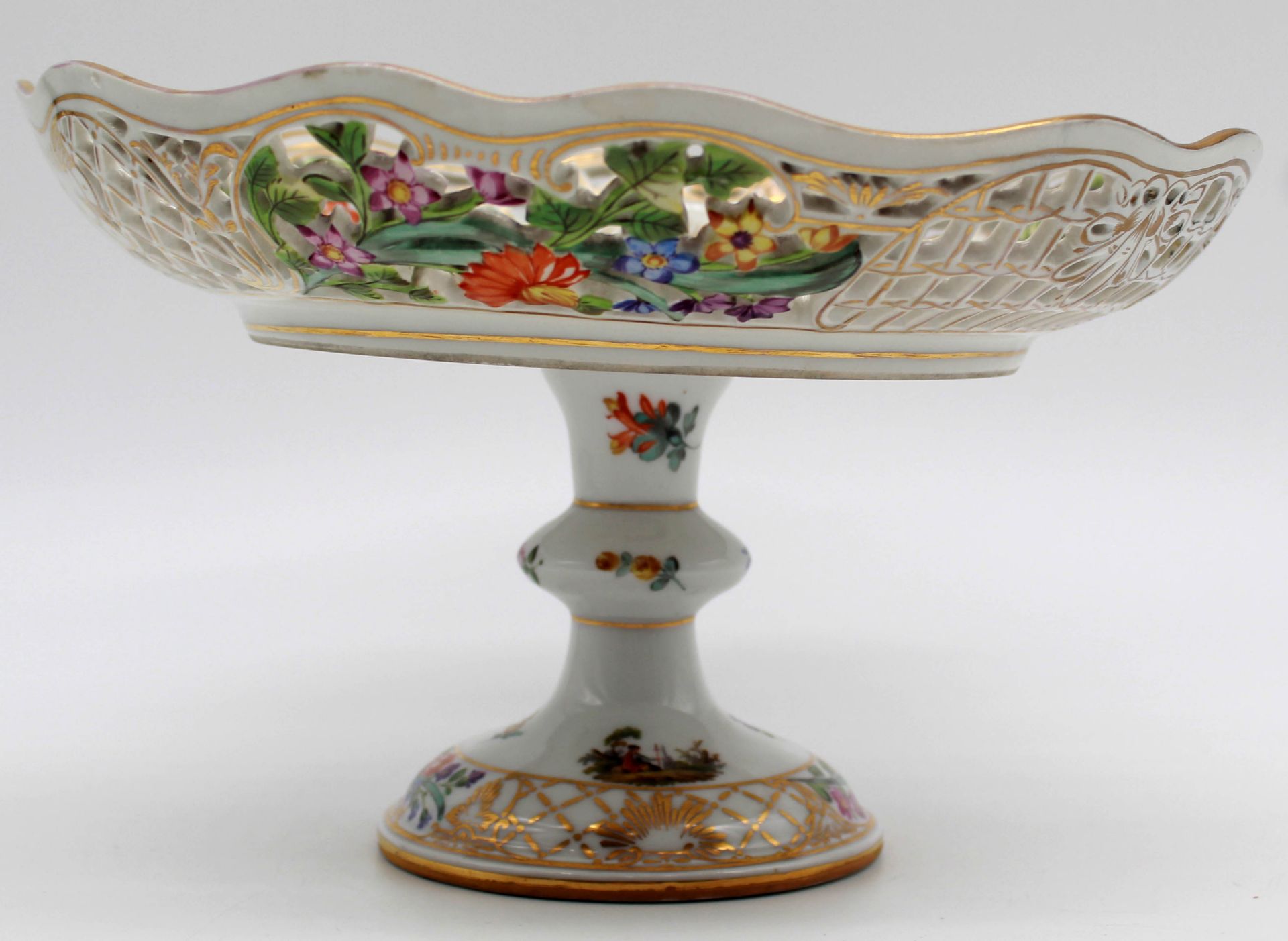 Meissen breakthrough bowl. Watteau painting. Knaufzeit 1815 - 1924. - Image 12 of 15