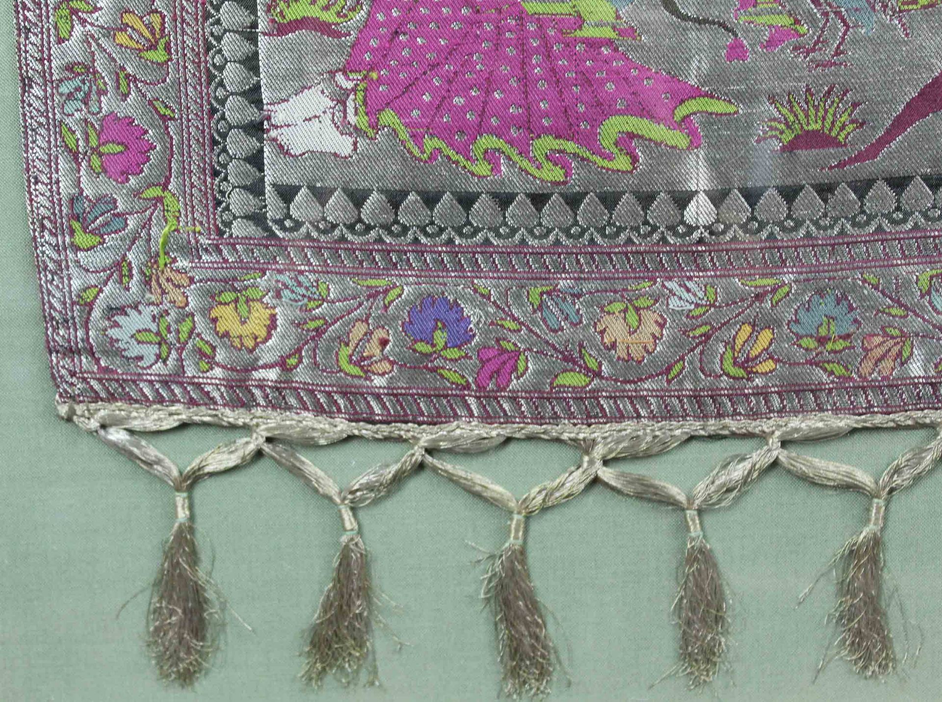 Brocade fabric. India, old. Silk and silver and gold colored metal. - Image 11 of 11