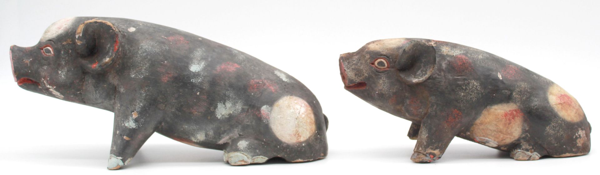 2 figures. Animals. Pigs. Carved and painted wood. Probably West Africa. - Image 6 of 12