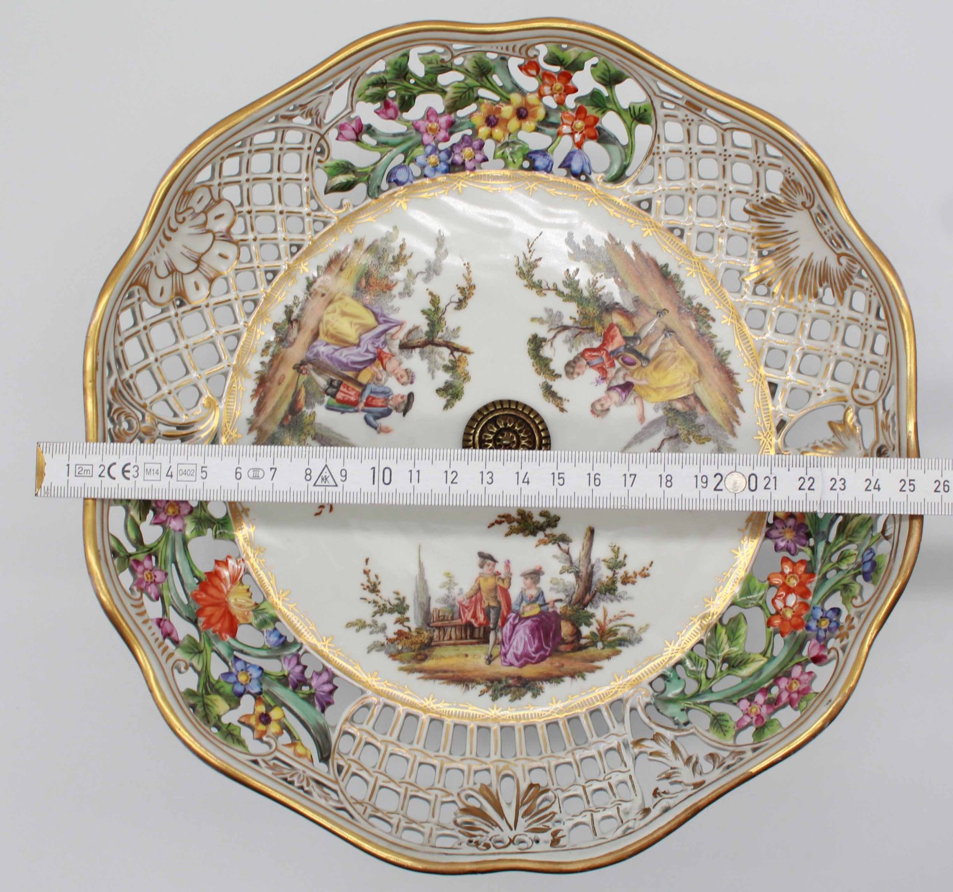 Meissen breakthrough bowl. Watteau painting. Knaufzeit 1815 - 1924. - Image 6 of 15