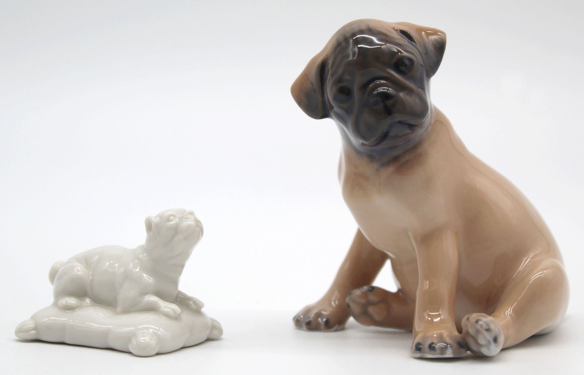 Porcelain. Bing & Gröndahl and Nymphenburg. Figures, pug.