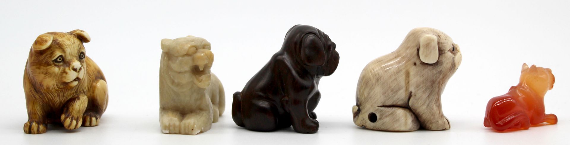 5 figures, sculptures dogs. Pug? - Image 9 of 16