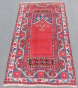 Monastir prayer rug. Ottoman Empire. Antique, around 120-150 years old.