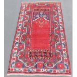 Monastir prayer rug. Ottoman Empire. Antique, around 120-150 years old.