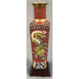 Cloisonne vase Japan / China. Simurgh over waves. 17 cm high.