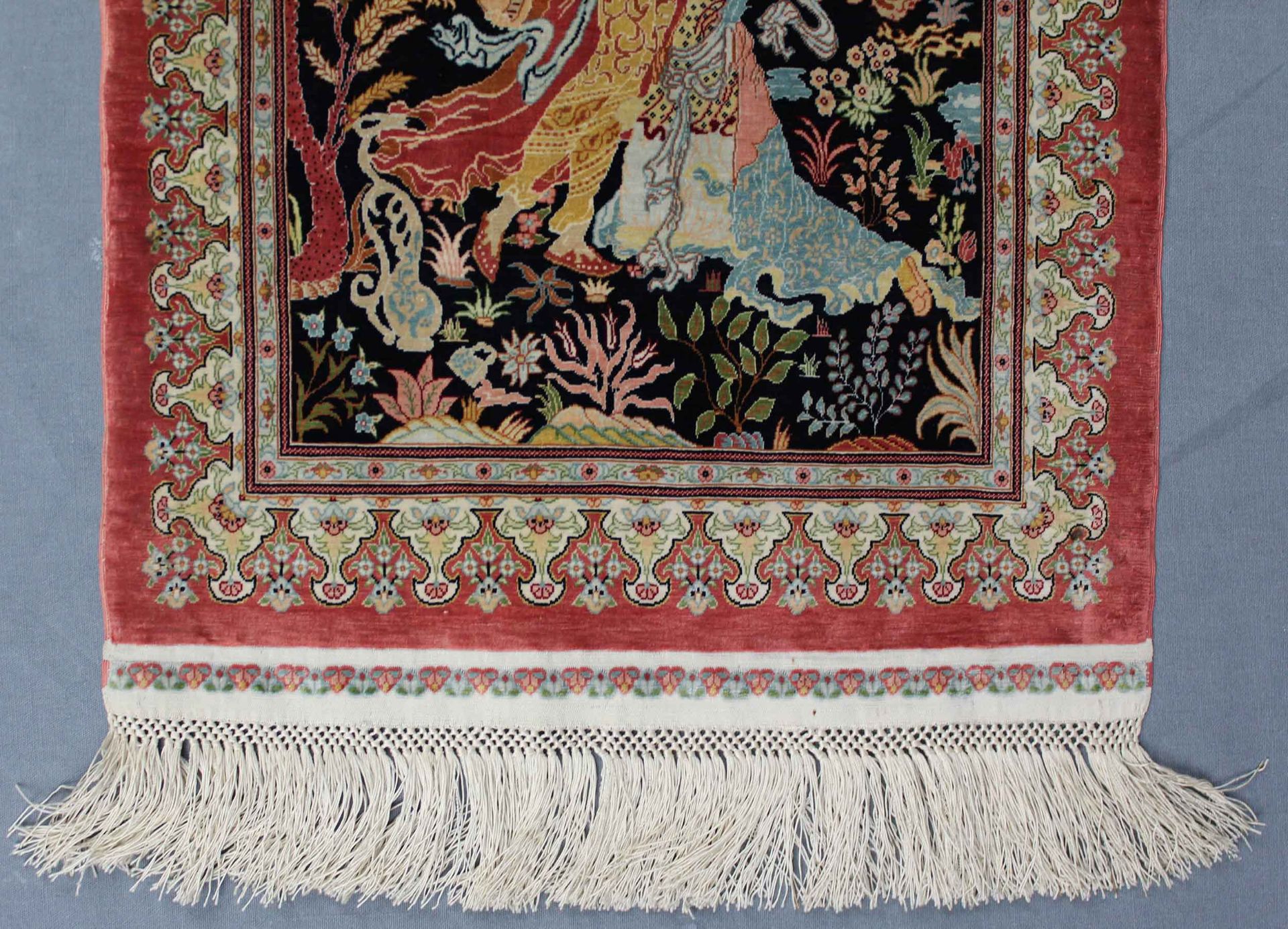 Hereke silk tapestry. Turkey. Insanely fine weave, 18 x 18. - Image 2 of 8