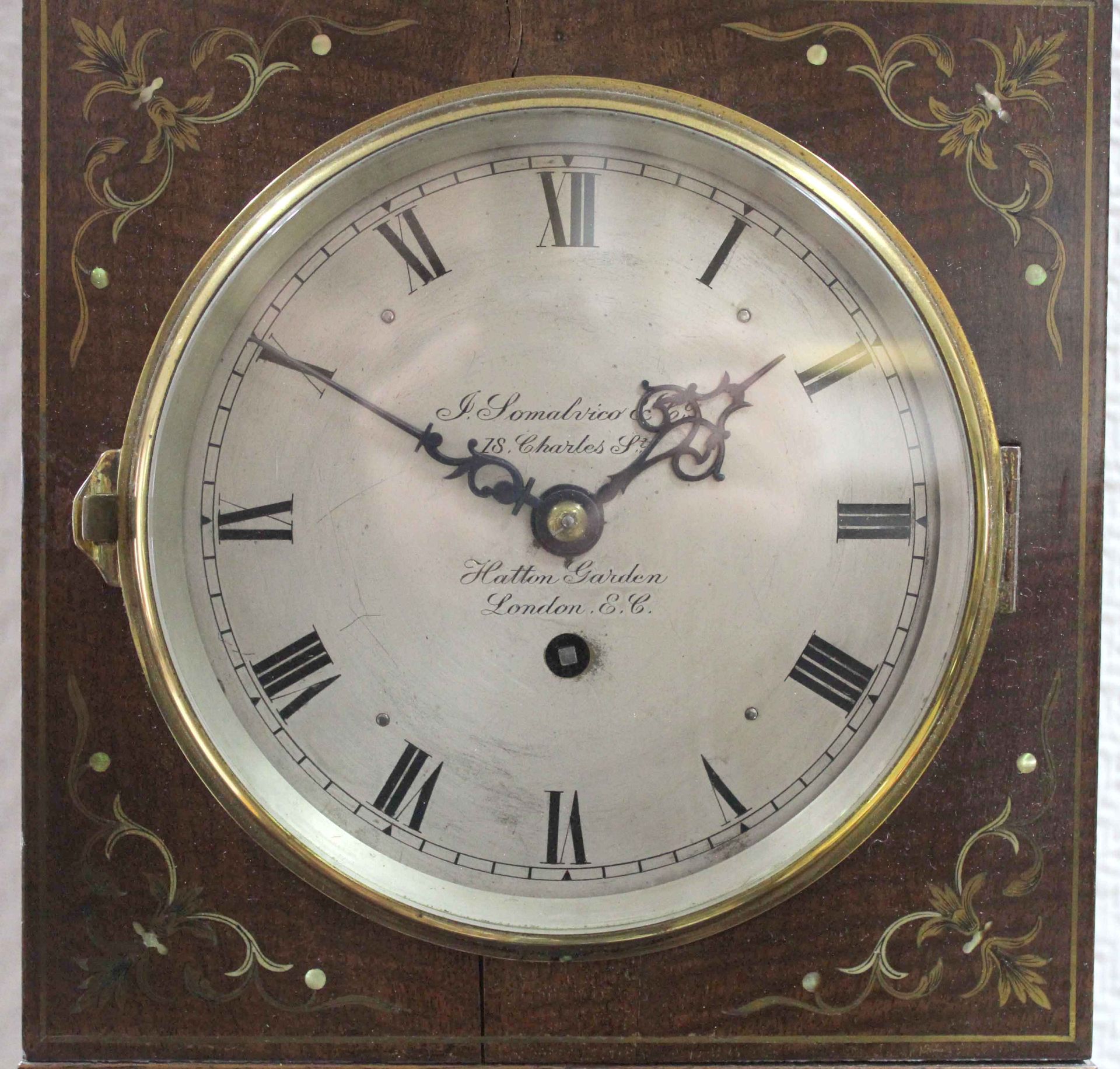 Wall clock with thermometer. "J. Somalvico Co. London". - Image 9 of 13