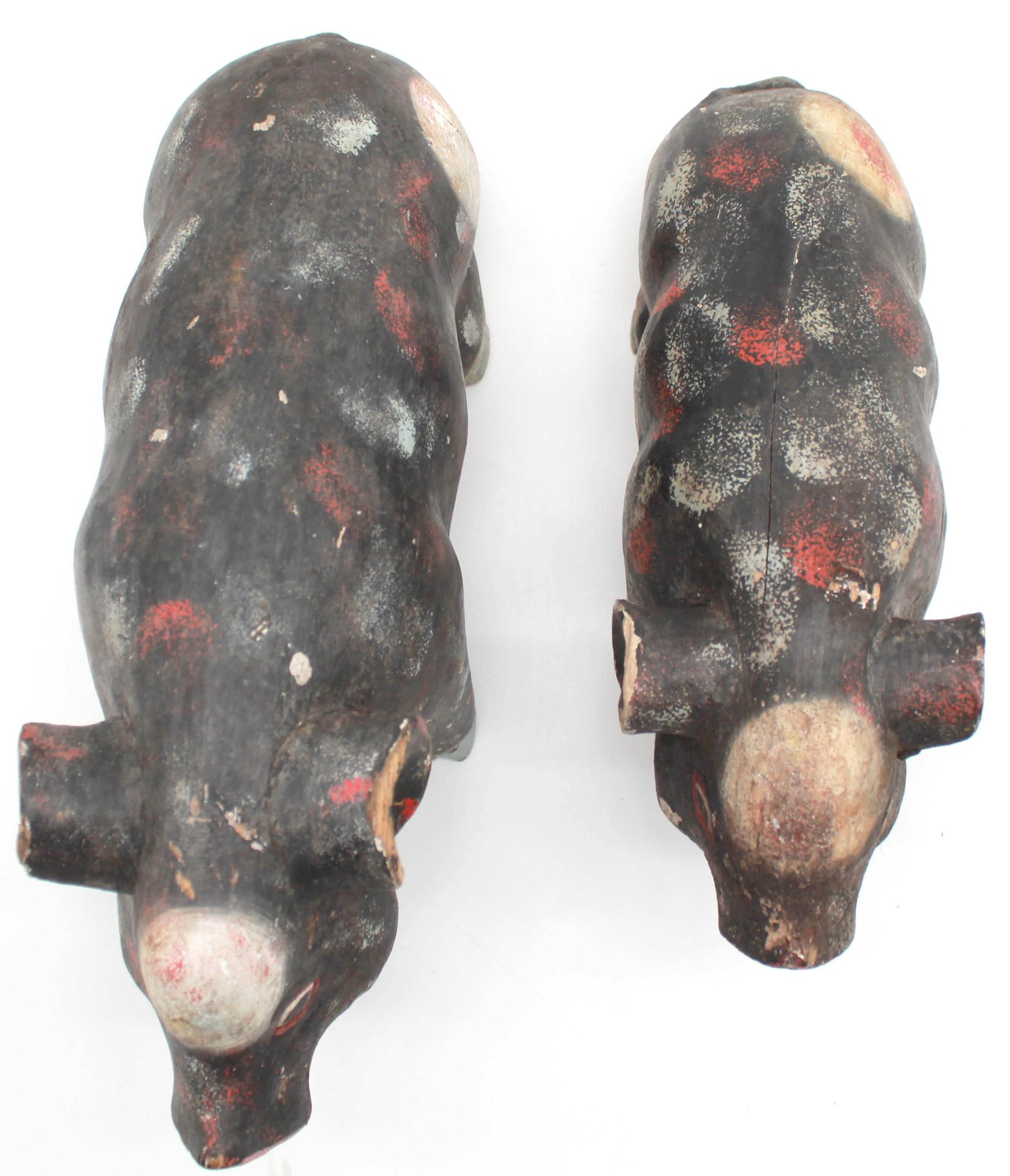 2 figures. Animals. Pigs. Carved and painted wood. Probably West Africa. - Bild 9 aus 12