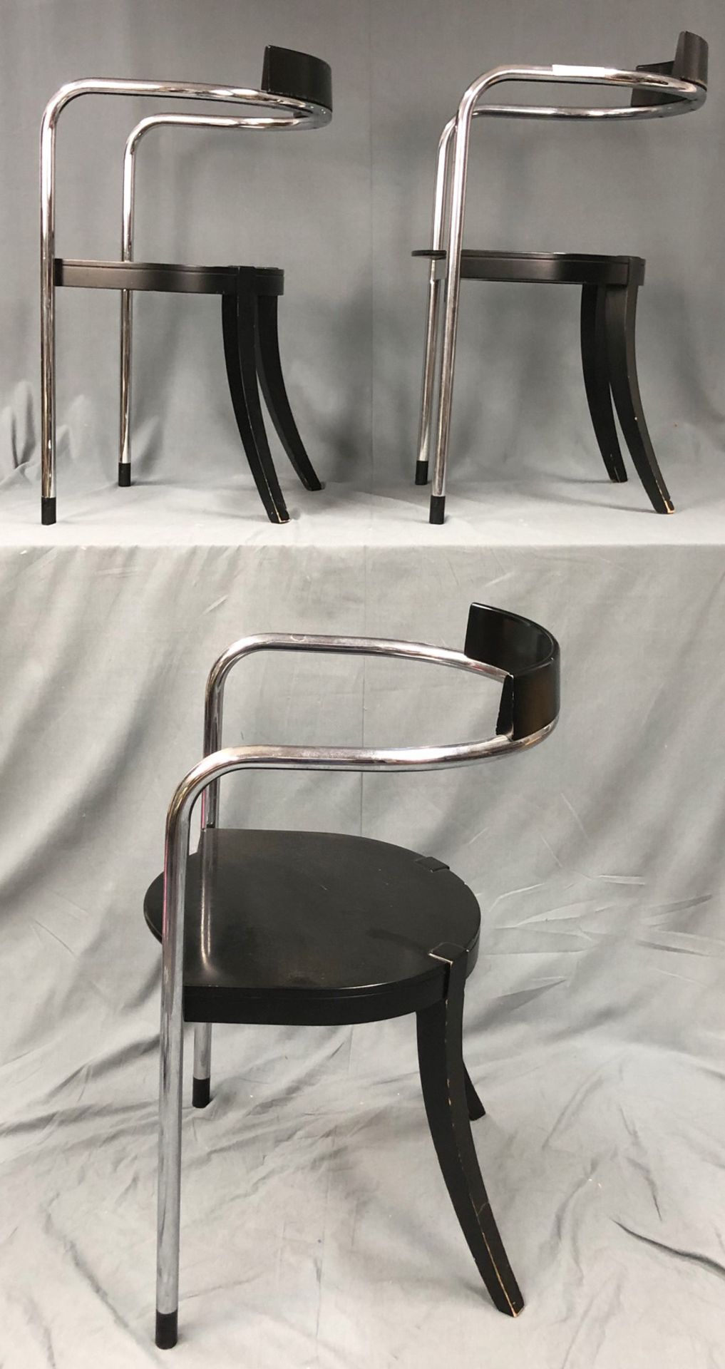 3 chrome dining chairs by David Palterer for Zanotta, 1980s. - Bild 14 aus 14