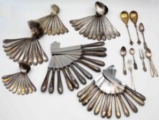 800 silver, half moon crown. Cutlery.