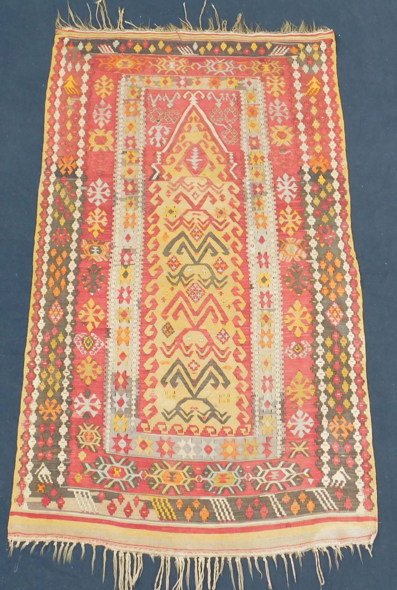 Erzurum kilim prayer rug. Eastern Anatolia. Turkey. Antique, around 100 - 150 years old.