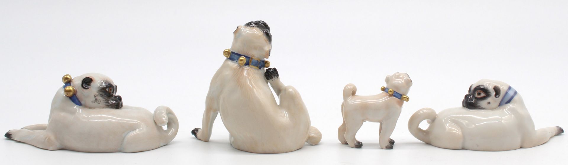 Meissen porcelain. 4 figures, pug. Up to 6 cm high. - Image 6 of 11