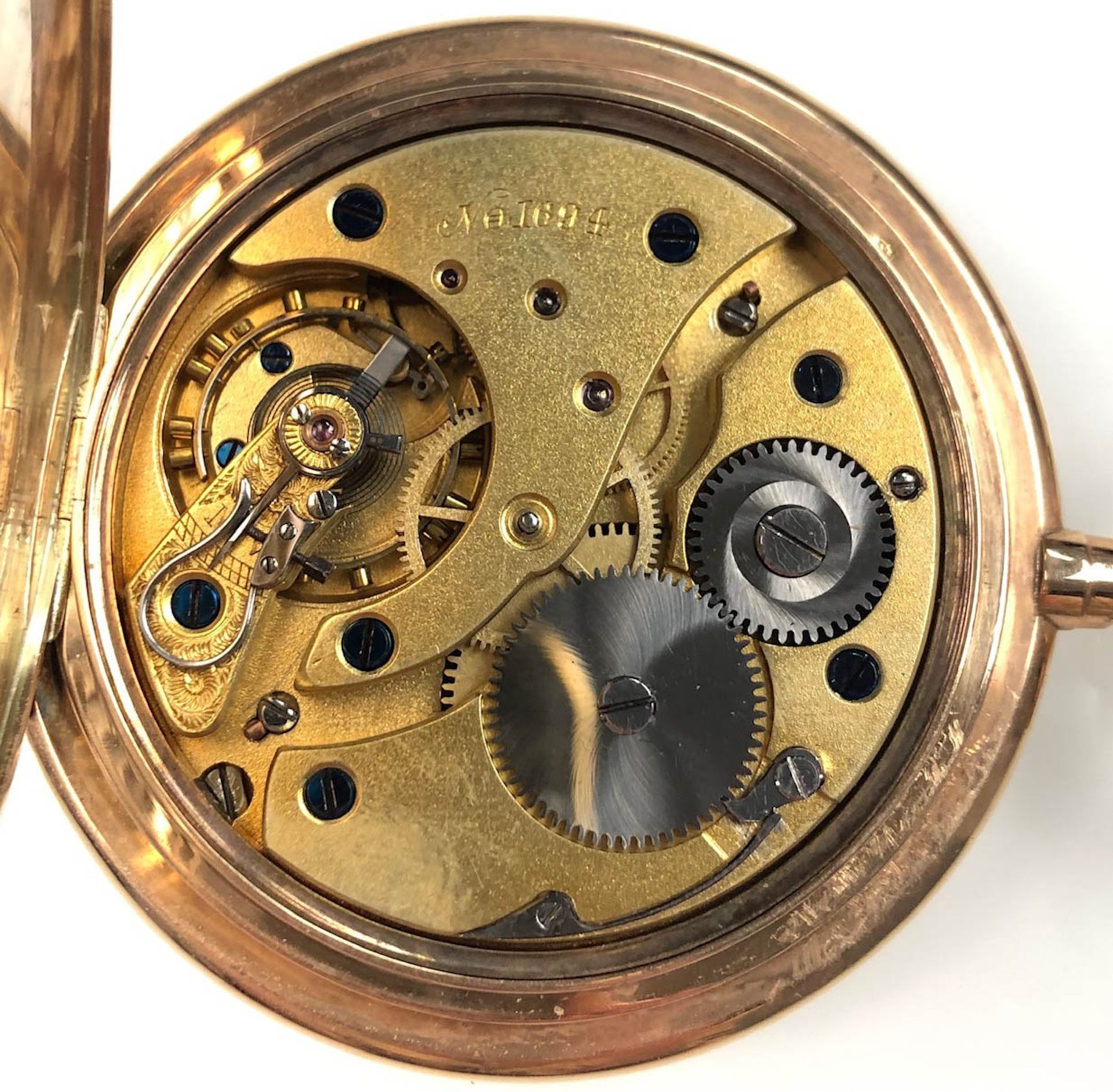 Pocket watch Glashütte. 3 lids yellow gold 14 carat. - Image 2 of 17