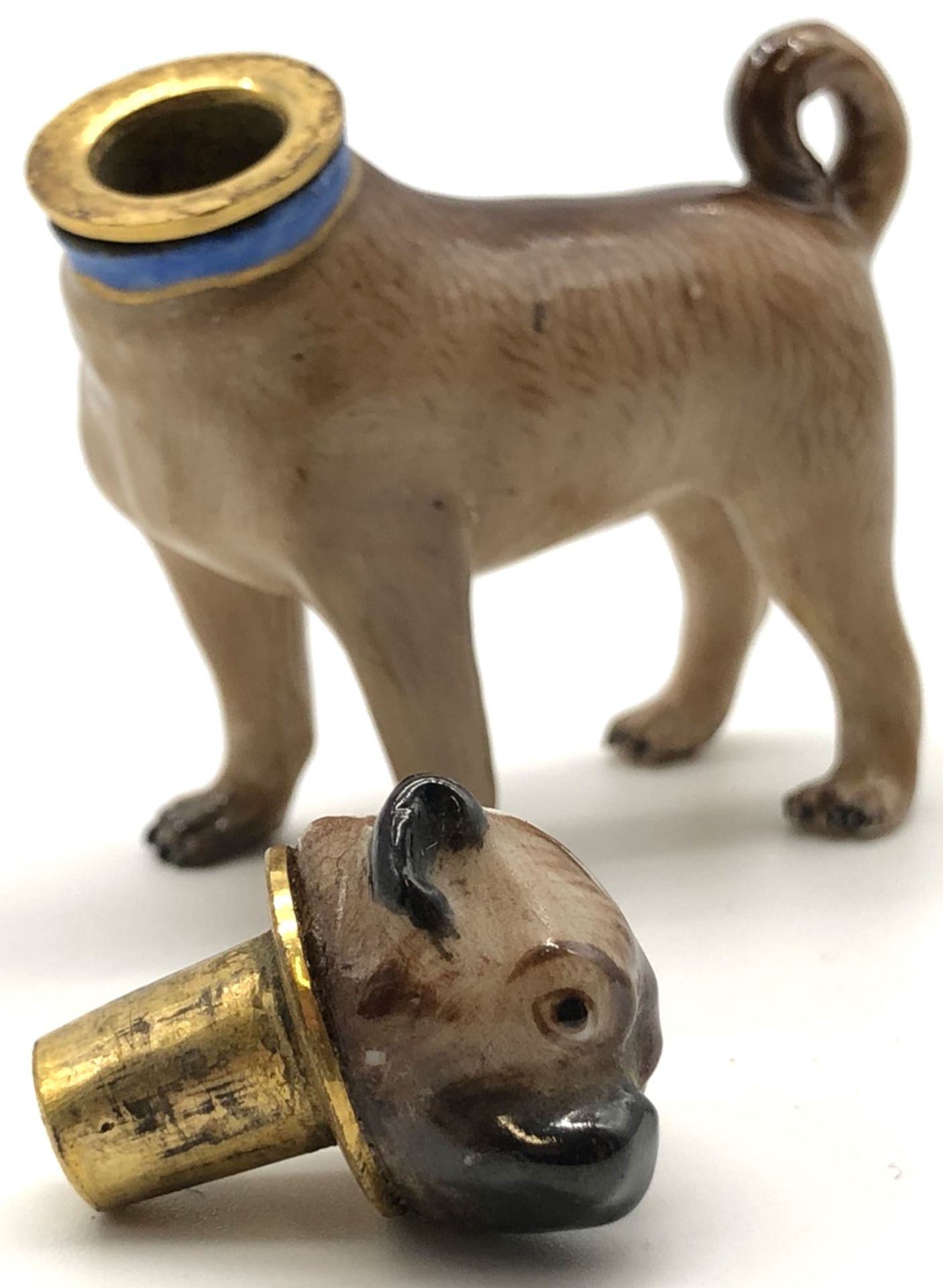 Meissen porcelain. Pug figure as a container with bronze D'Oré closure. - Image 6 of 8