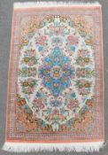 Qum silk. Persian carpet Iran. Poschti. Extremely fine weave.