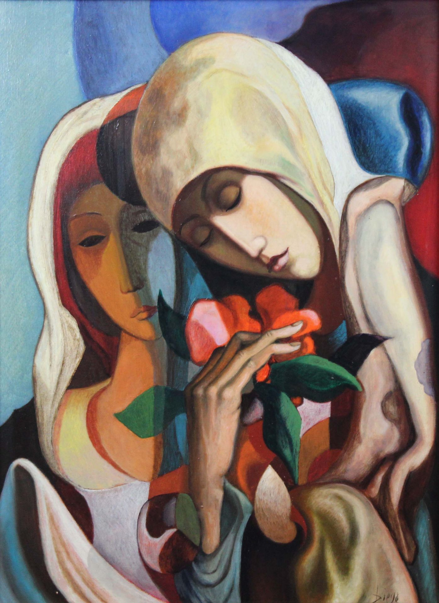 Antonio Diego VOCI (1920 - 1985). "Femmes aux Fleurs"