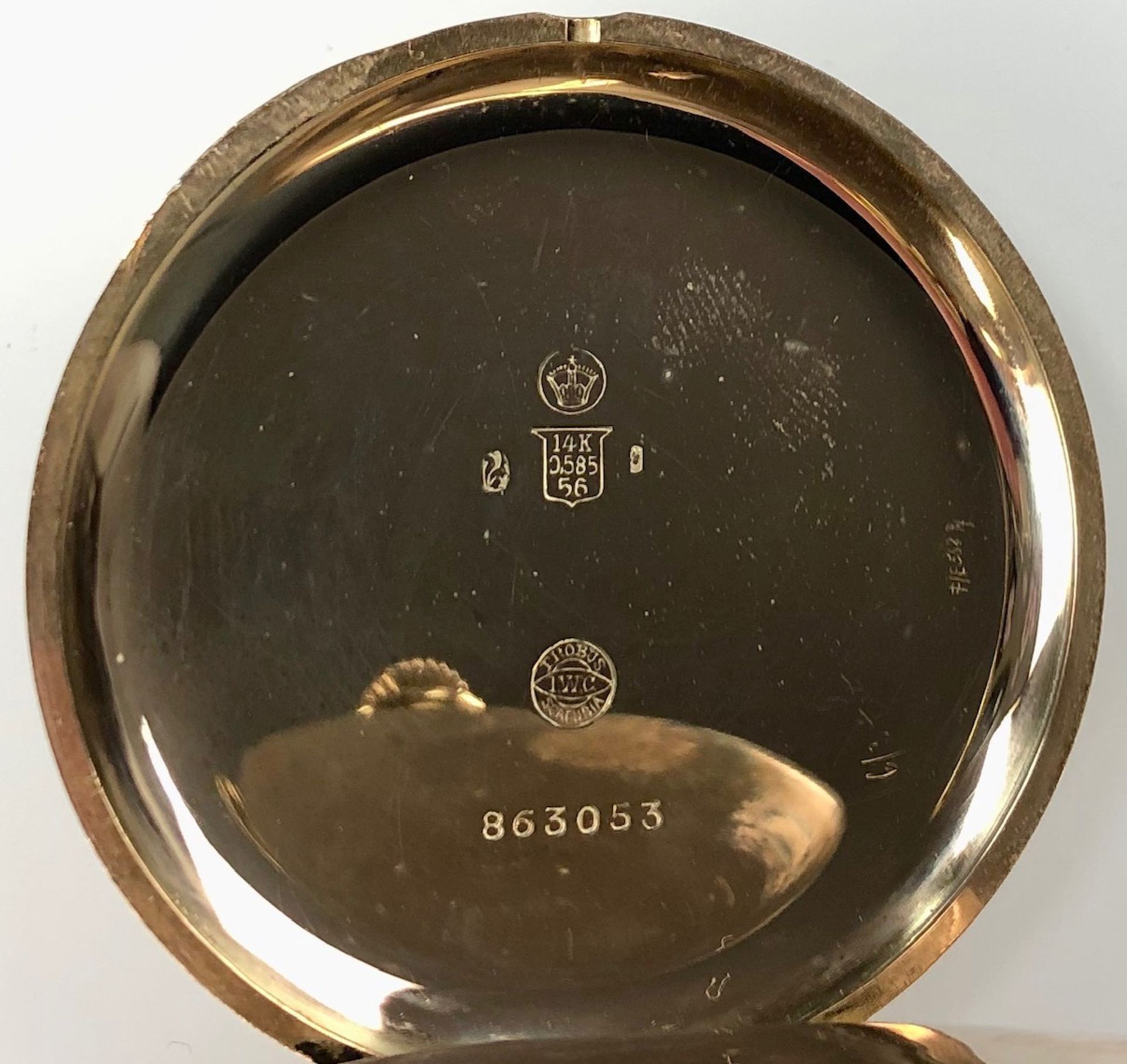 Pocket watch Schaffhausen. 3 lids yellow gold 14 K. - Image 9 of 15