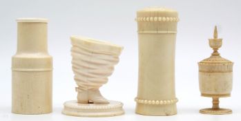 4 carvings, probably ivory around 1850 - 1920.