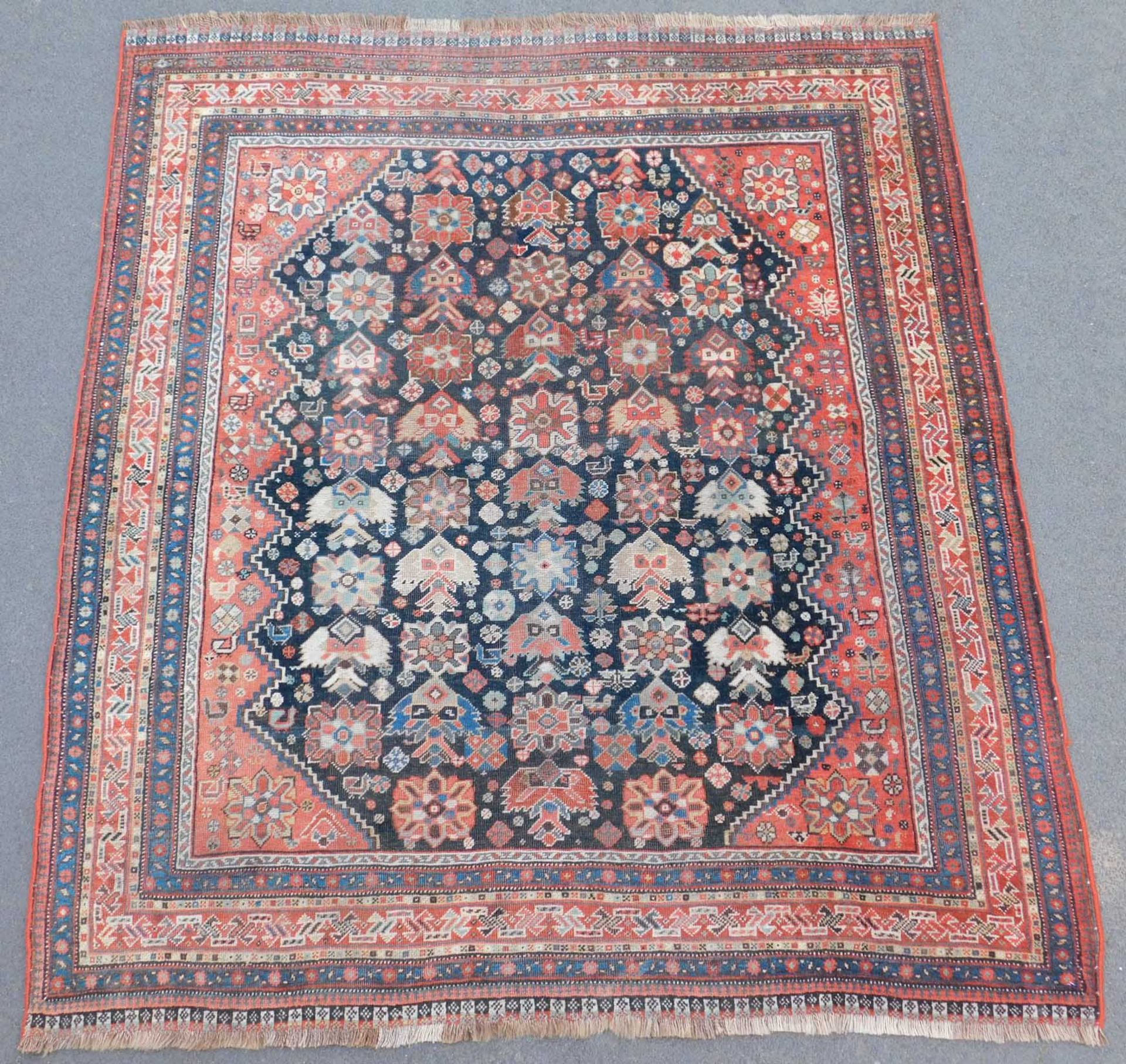 Khamseh Persian carpet. Iran. Antique, around 100 - 150 years old.