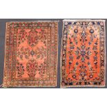 Mohajaran Saruk and Farahan. 2 Poschti Persian rugs. Iran, about 90 - 120 years old.