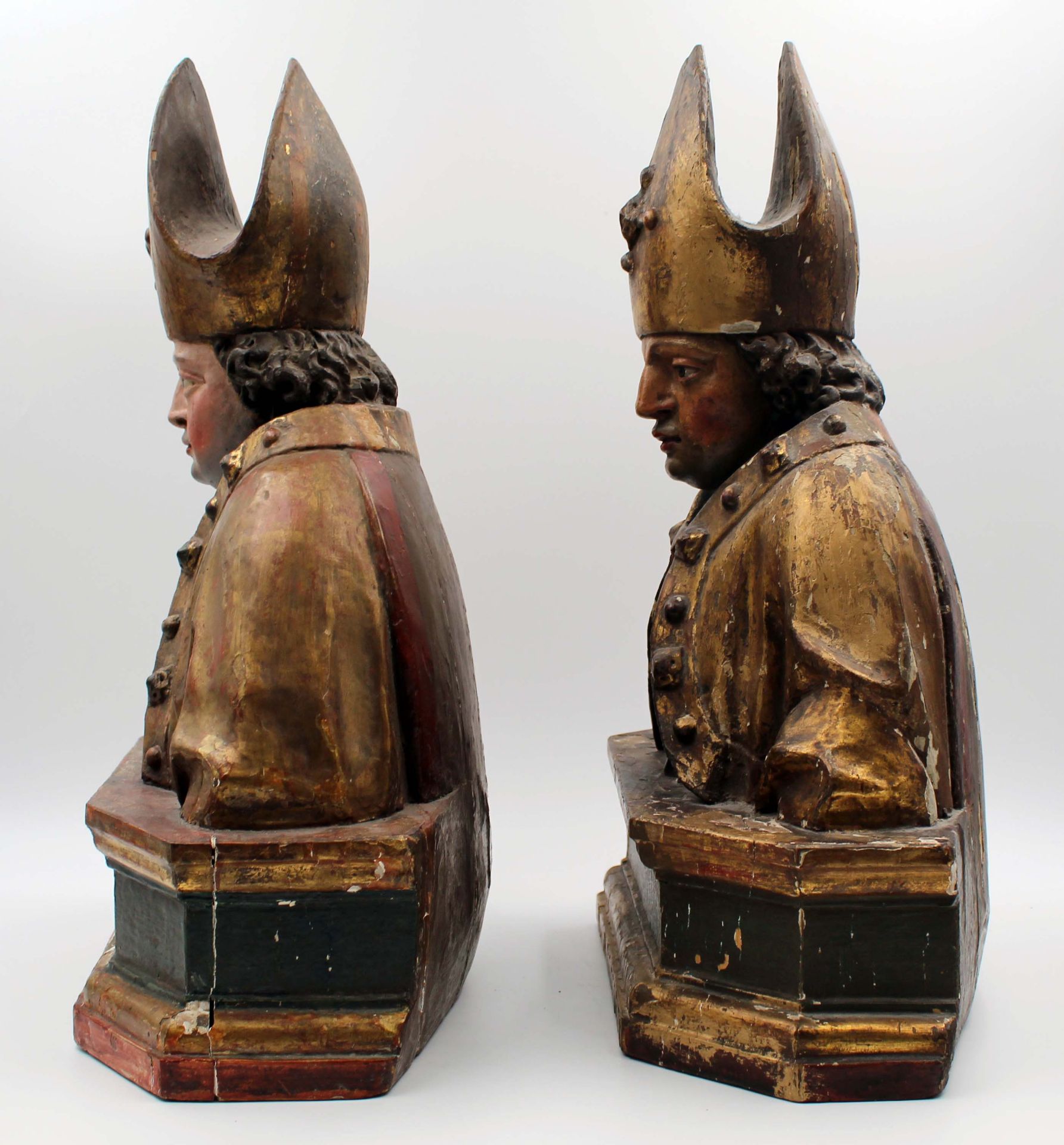 2 sculptures carved wood coloured. Probably 17th century. Germany. - Image 11 of 20