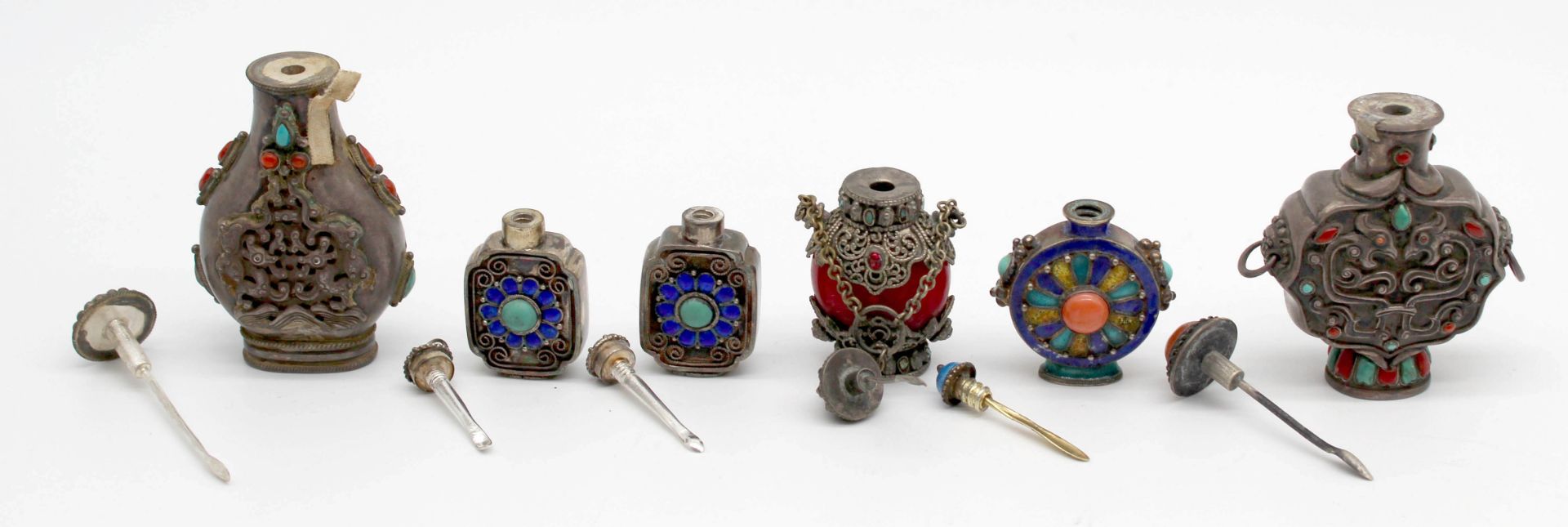 6 Snuff Bottles. Probably China / Tibet old. - Bild 3 aus 10